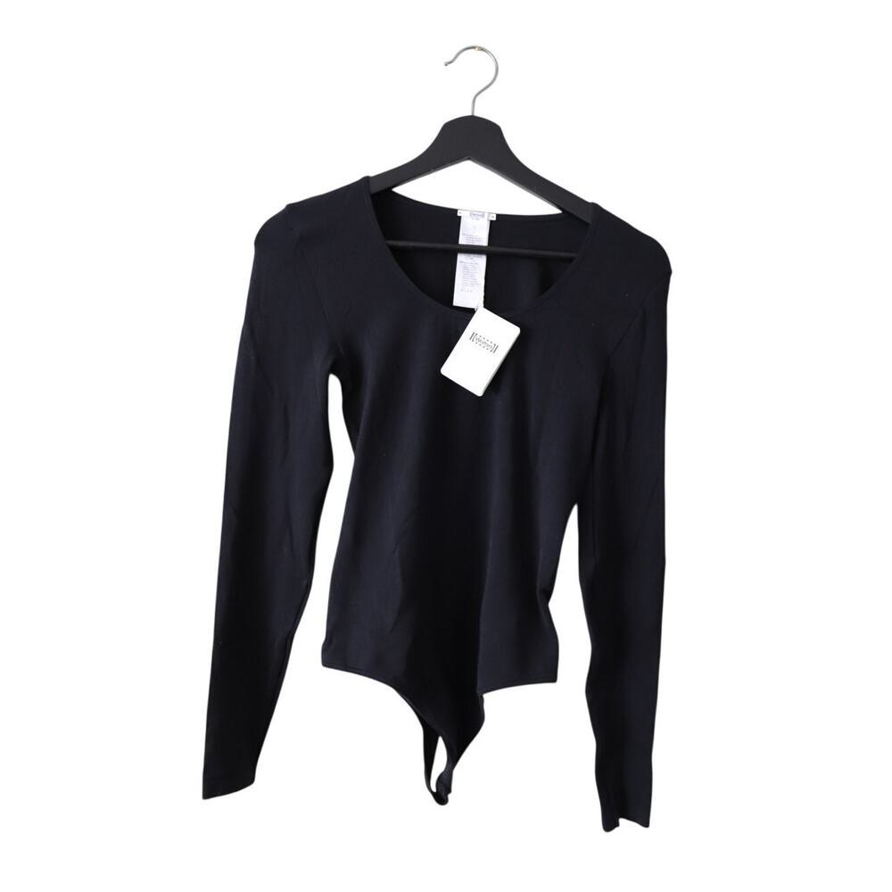 Wolford Sao Paulo Body Black String Long Sleeve Bodysuit Women's Size Medium